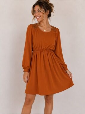 ✨🤍 Blu Pepper Studded Shoulder Dress | Boutique Boho Long Sleeve Dress 🤍✨